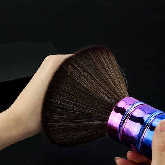 Electroplating Broken Hair Brush Haircut Neck Cleaning Brush( Round Handle Silver)