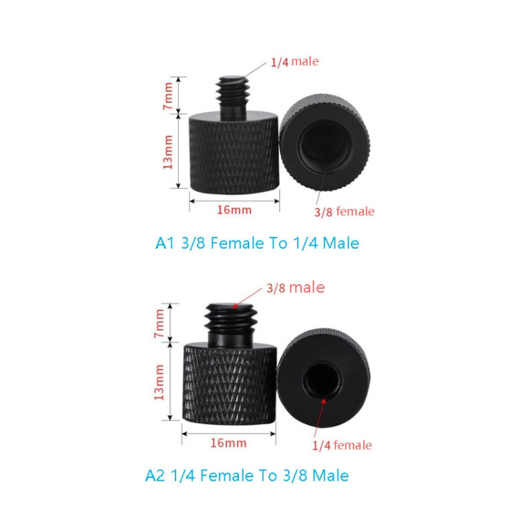 10 PCS Screw Adapter 3/8 Female to 1/4 Male  Screw(Black)