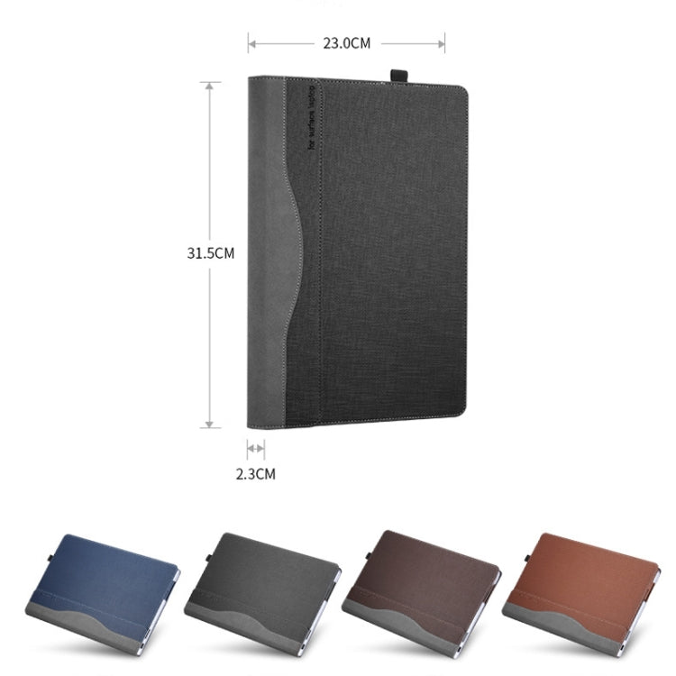 13.5 Inch Multifunctional PU Leather Laptop Sleeve For Microsoft Surface Laptop 1/2/3/4(Gentleman Gray)