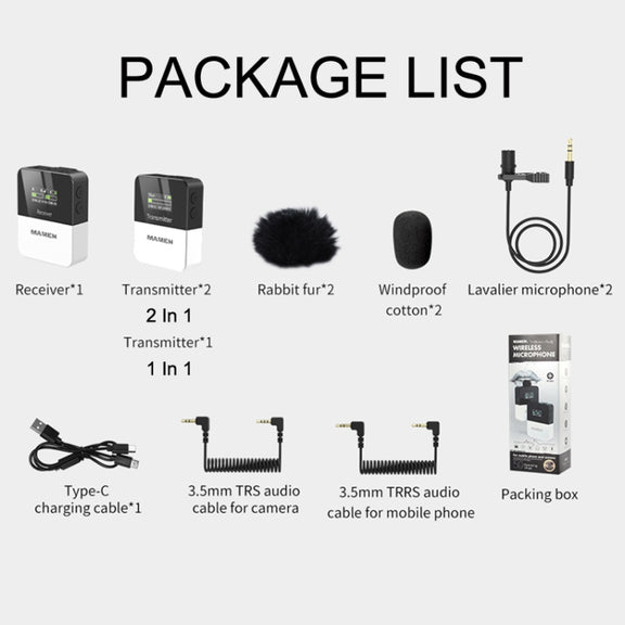 MAMEN KT-W1 Live Single-Reverse Camera Microphone, Specification: 2 in 1