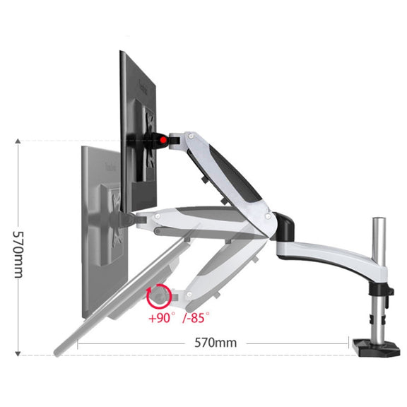 Gibbon Mounts Desktop Lifting Rotating Computer Monitor Stand, Specification Lock Hole Black GM112G