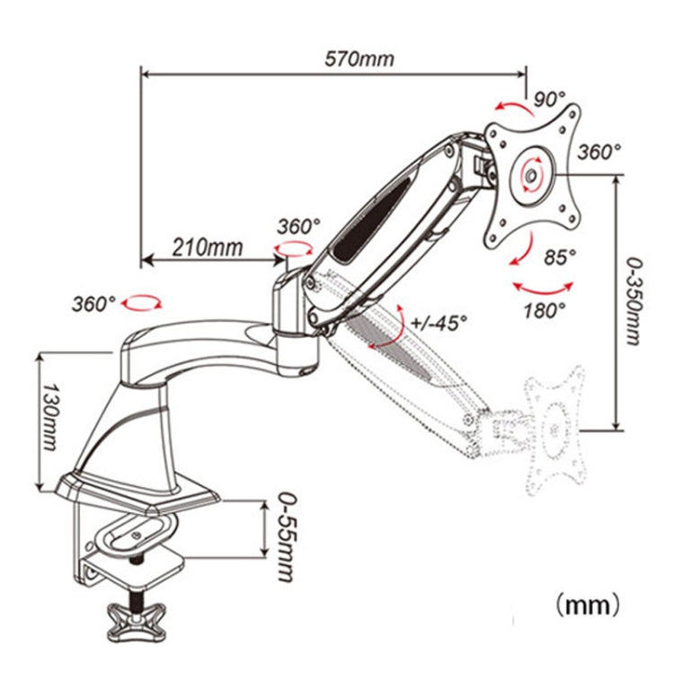 Gibbon Mounts Multifunctional Telescopic Rotating Lifting Monitor Stand, Color: GM112FC Clip Table Black