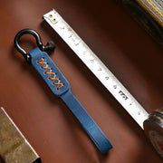 A001 Car Keychain Leather Long Key Rope(Oil Wax Red)