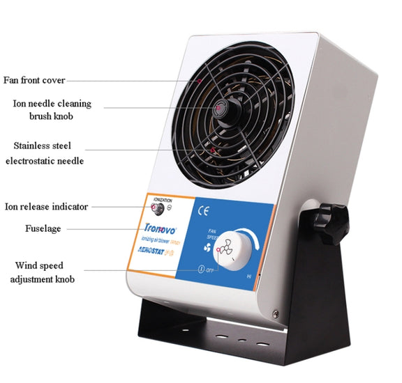 TRONOVO TR7001 Desktop Anti-Static Eliminator Anti-Static Small Ion Fan, EU Plug