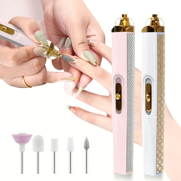 BZX5 5 In 1 USB Nail Polisher Peeling Manicure(Silver White)