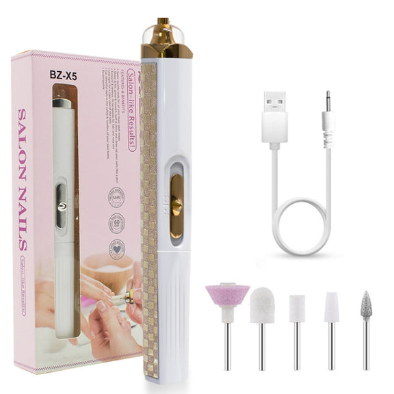 BZX5 5 In 1 USB Nail Polisher Peeling Manicure(Silver White)
