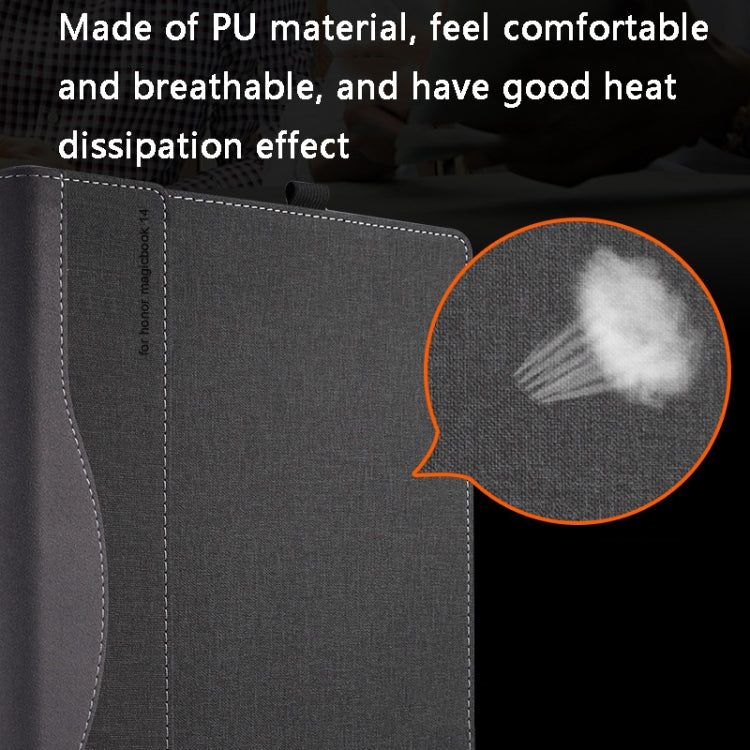 PU Leather Laptop Protective Case For Huawei Honor MagicBook(Dark Blue)