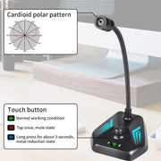 MI520 Desktop Computer Gooseneck Condenser Microphone USB Version with RGB Breathing Lamp