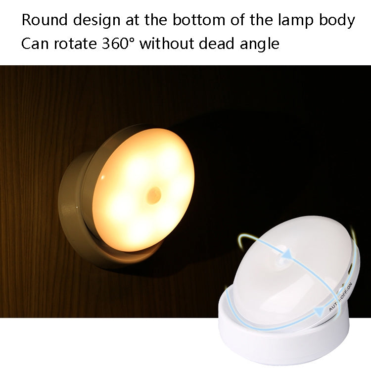 DMK-6PL Kitchen Cabinet Body Infrared Sensing Lamp, Style: Rotate Charging(Warm Yellow Light)