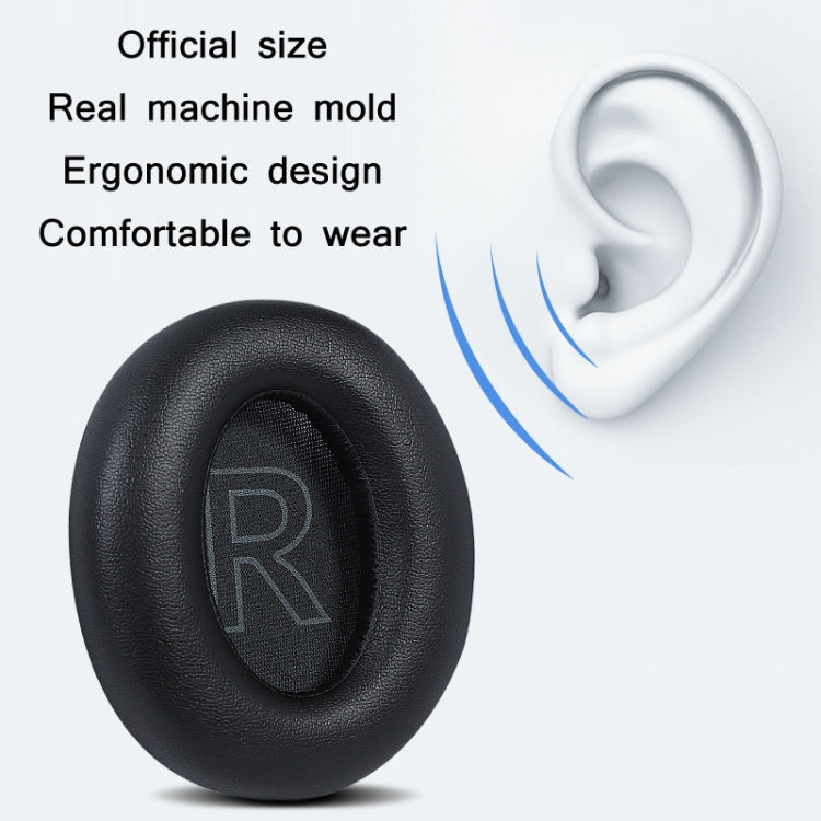 2pcs Protein Leather Sponge Earphone Cover For Anker Soundcore Life Q20 (Black)