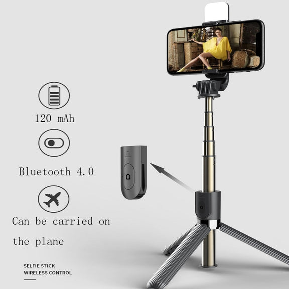 L03S Bluetooth Fill Light Tripod Integrated Selfie Stick(White)