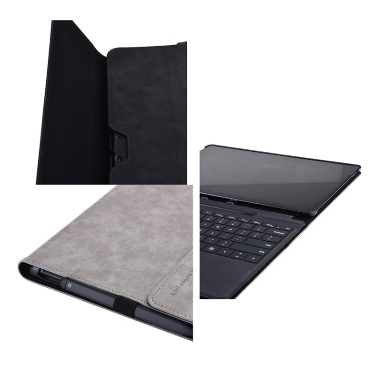 13 inch Leather Tablet Protective Case For Microsoft Surface Pro X, Color: Black + Power Bag