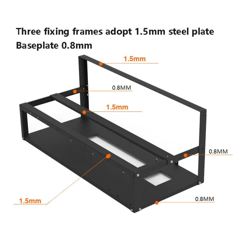 GR-8K605 Open Chassis 6 Card 8 Card Fixed Bracket(Black)
