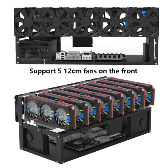 GR-8K605 Open Chassis 6 Card 8 Card Fixed Bracket(Black)