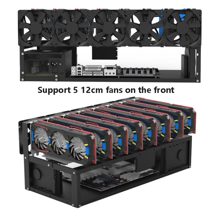 GR-8K605 Open Chassis 6 Card 8 Card Fixed Bracket(Black)