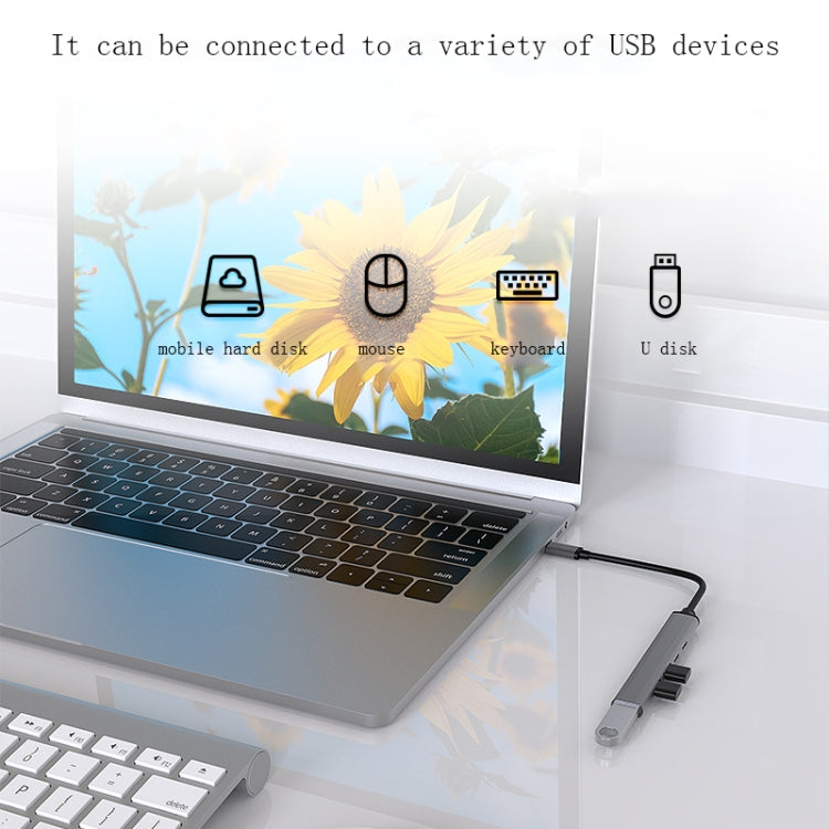 U5 Type-C Extender USB3.0 Splitter Multi-Port Expansion Dock, Number of interfaces: 5 in 1 (Type-C)