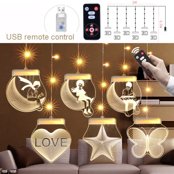 2m Romantic Girl Icicle Lamp Window Decoration Hanging Lamp, Style: Warm White Light + RC