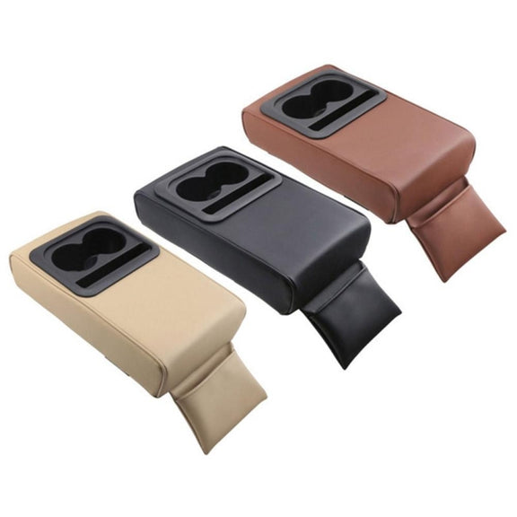 Car Armrest Box Increased Support With Rear Seat Water Cup Holder(Black)