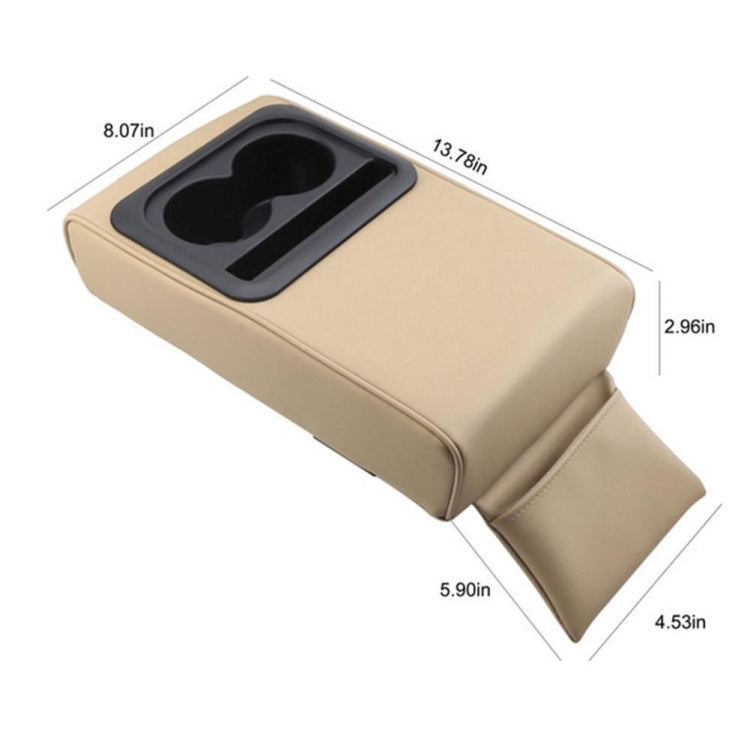 Car Armrest Box Increased Support With Rear Seat Water Cup Holder(Black)