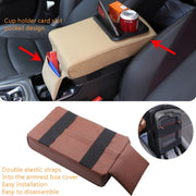 Car Armrest Box Increased Support With Rear Seat Water Cup Holder(Black)