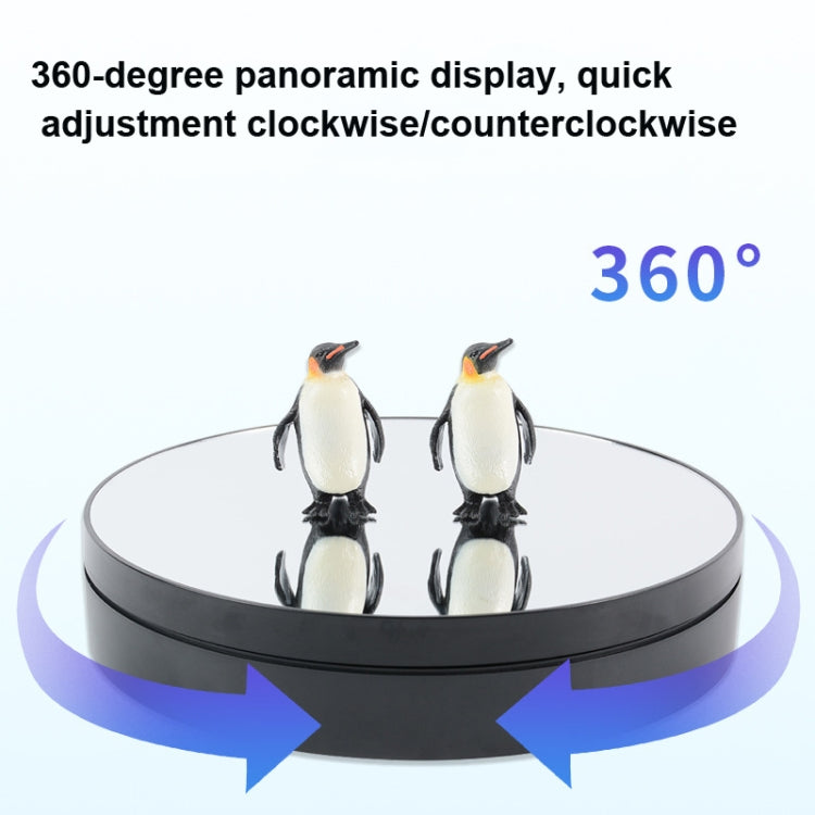 25cm Adjustable Speed Electric Rotating Display Stand Video Shooting Props Turntable(Black Mirror)