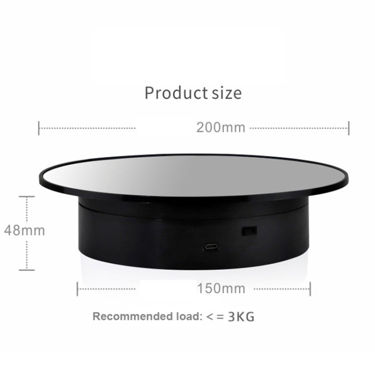 20cmTwo-Way Turntable Display Stand Video Shooting Props Turntable(Black+Black Velvet)