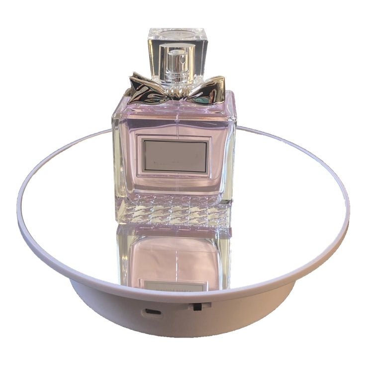 25cm USB Power Rotating Display Stand Video Shooting Props Turntable(White Mirror)
