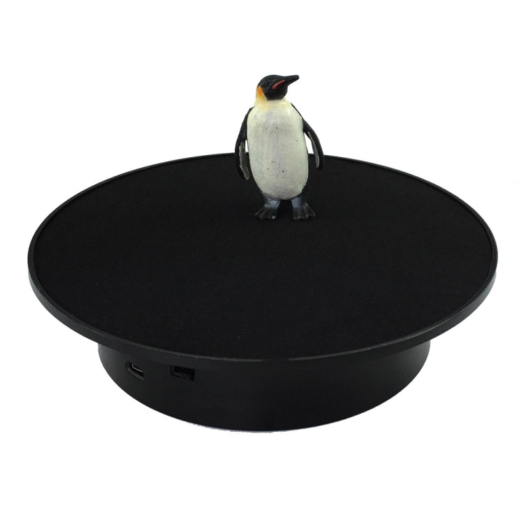25cm USB Power Rotating Display Stand Video Shooting Props Turntable(Black+Black Velvet)