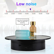 25cm USB Power Rotating Display Stand Video Shooting Props Turntable(Black+Black Velvet)