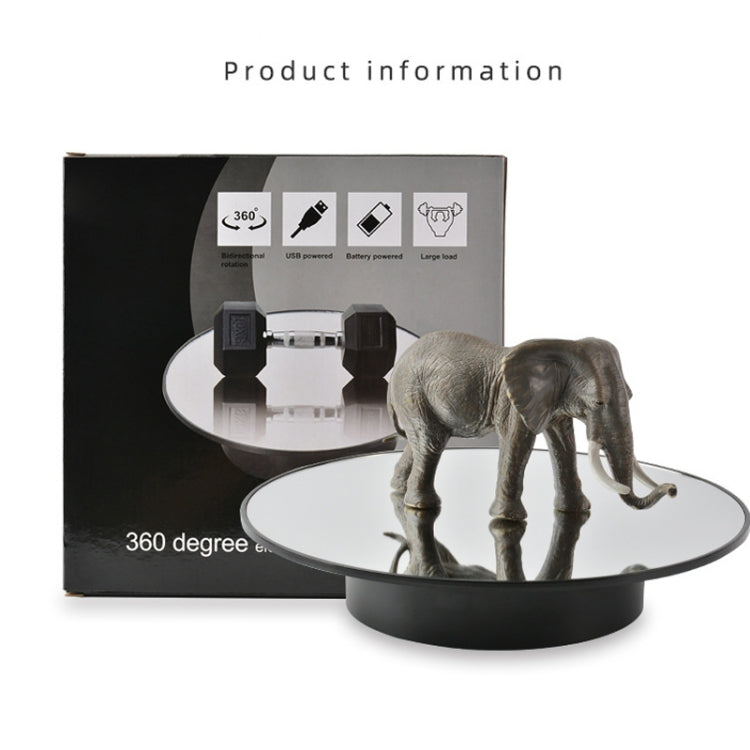 25cm USB Power Rotating Display Stand Video Shooting Props Turntable(Black+Black Velvet)