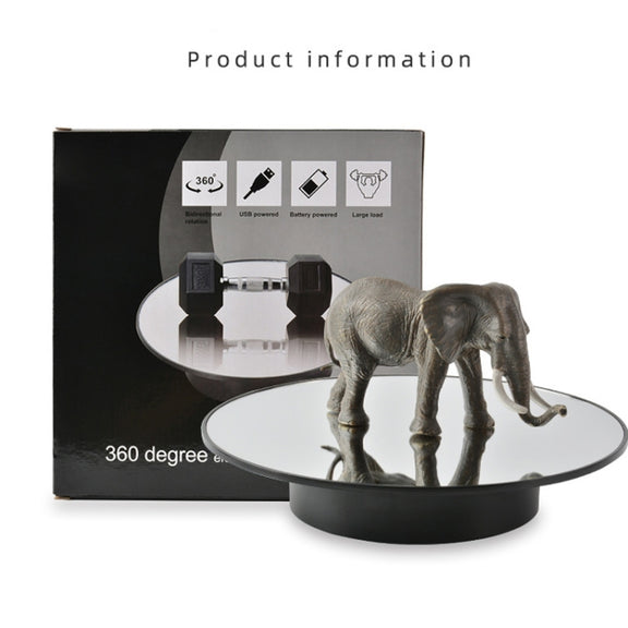 25cm USB Power Rotating Display Stand Video Shooting Props Turntable(Black+Black Velvet)