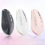 Fmouse M303 2400DPI Bluetooth&2.4G Dual Modes Rechargeable RGB Mouse(White)