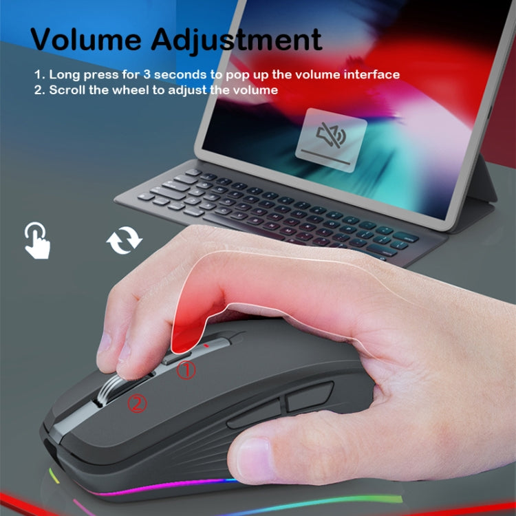 Fmouse M303 2400DPI Bluetooth&2.4G Dual Modes Rechargeable RGB Mouse(Pink)