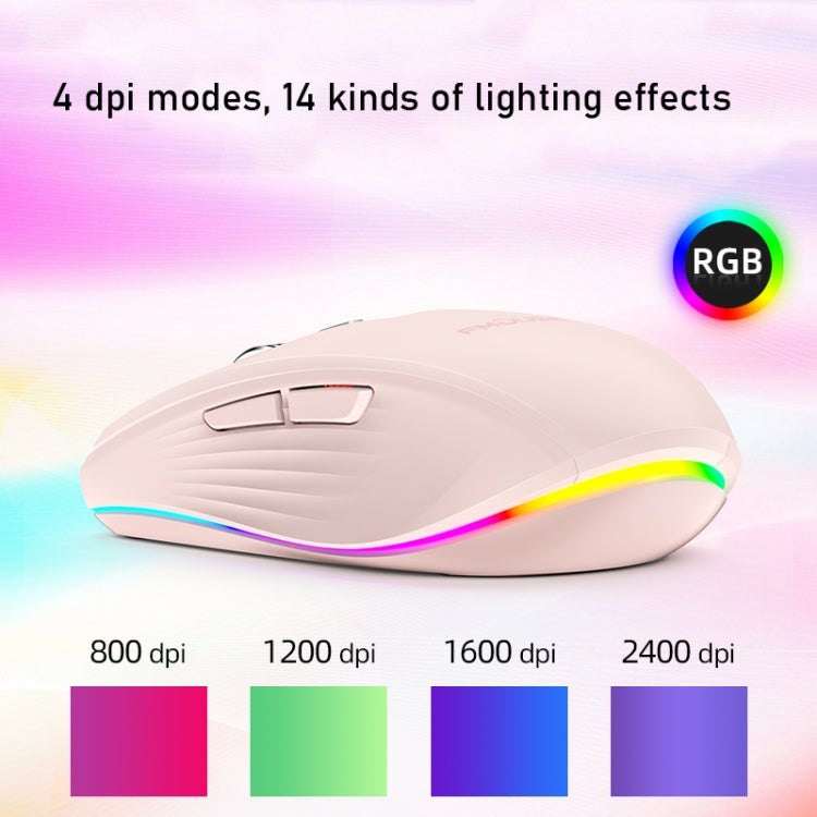 Fmouse M303 2400DPI Bluetooth&2.4G Dual Modes Rechargeable RGB Mouse(White)