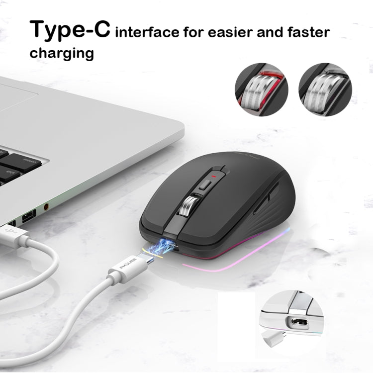 Fmouse M303 2400DPI Bluetooth&2.4G Dual Modes Rechargeable RGB Mouse(White)