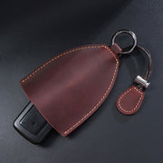 18Y-009 Vintage Handmade Leather Car Pull-Out Key Case(Oil Wax Skin Blue)