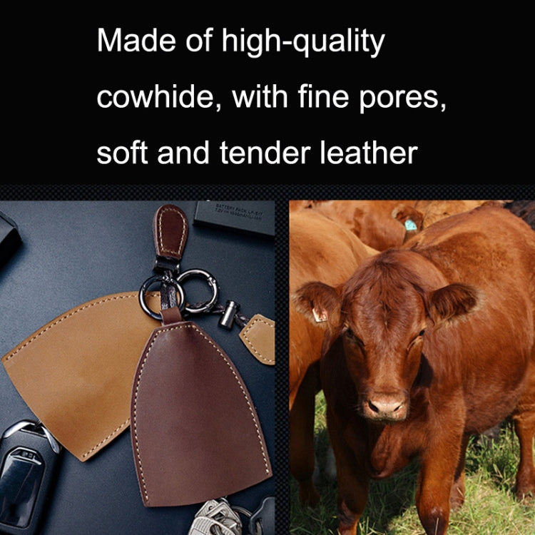 18Y-009 Vintage Handmade Leather Car Pull-Out Key Case(Oil Wax Skin Camel)