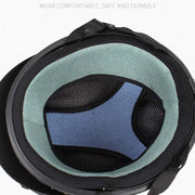BSDDP A0318 PU Helmet With Goggles, Size: One Size(Black Blue)