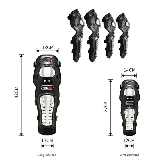 PRO-BIKER RH-1010 Motorcycle Keep Warm Anti-Fall Stainless Steel Protective Gear(Knee Pads + Elbow Pads)