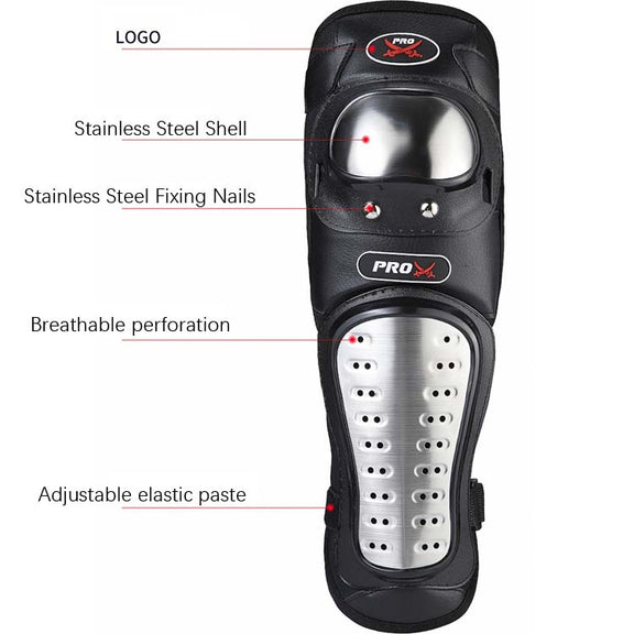 PRO-BIKER RH-1010 Motorcycle Keep Warm Anti-Fall Stainless Steel Protective Gear(Knee Pads + Elbow Pads)