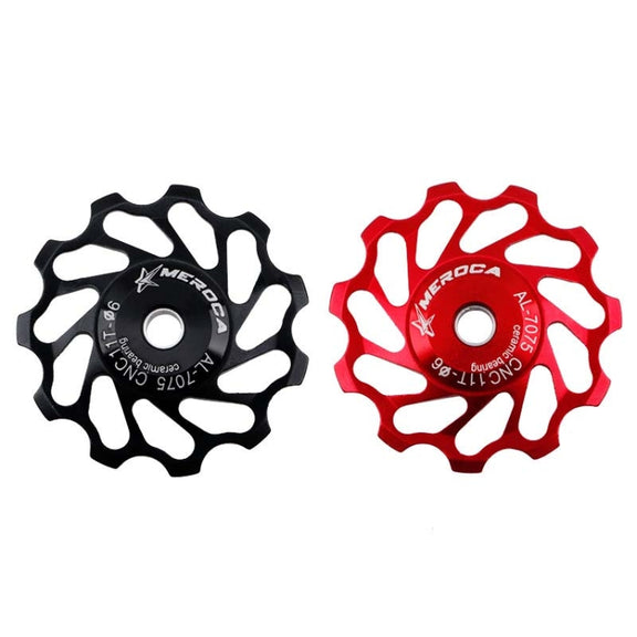 MEROCA Ceramic Bearing Mountain Bike Guide Wheel(11T Red)