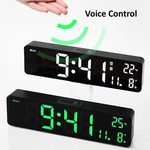 6625D LED Digital Alarm Clock Luminous Desktop Timer Temperature Display Alarm Clock( Black Shell White Light)