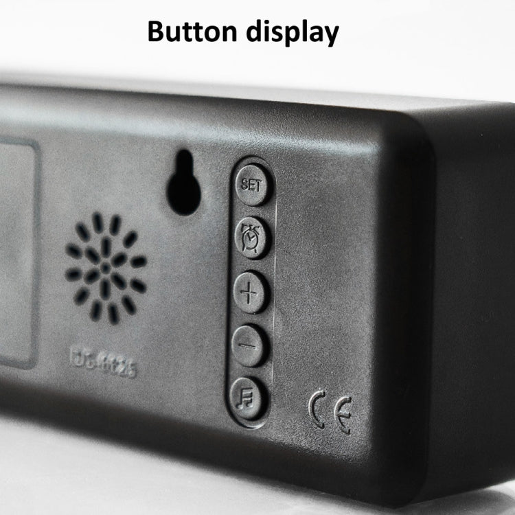 6625D LED Digital Alarm Clock Luminous Desktop Timer Temperature Display Alarm Clock( Black Shell White Light)