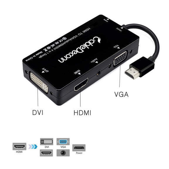 Cabledeconn D0407 HDMI VGA DVI Connection HDTV Monitor Cable(Black)