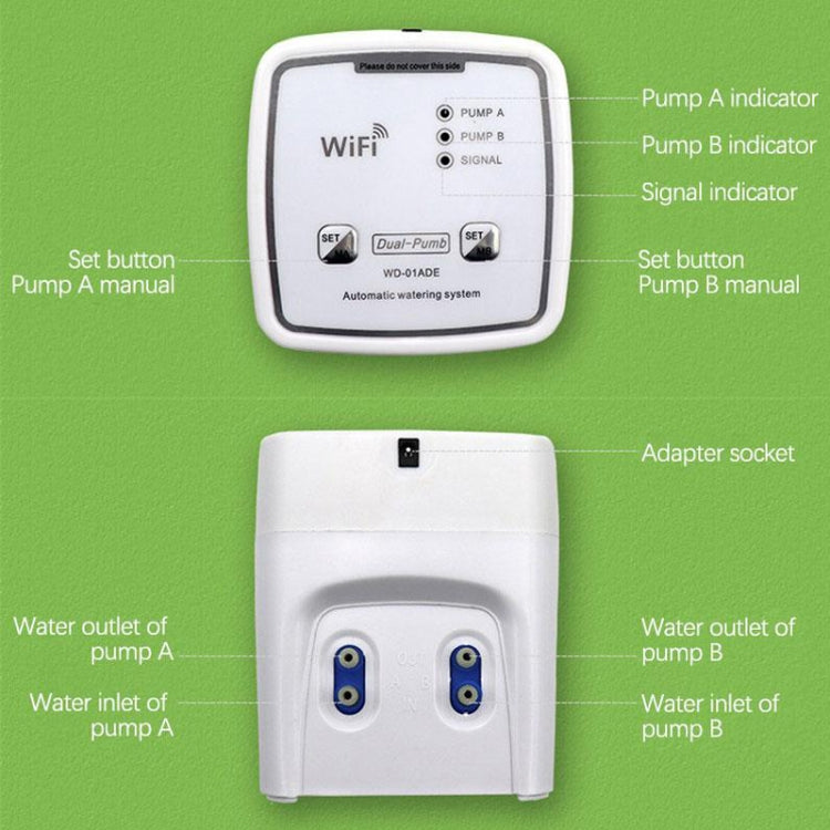 WD-01ADE WIFI Gardening Drip Irrigation Controller, Specification: Double Pump 20 Pots(AU Plug)