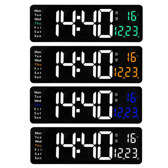6626 Living Room Wall-Mounted Large Screen Display LED Digital Clock, Color: White Temperature
