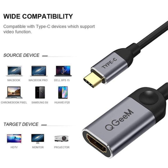QGeem QG-UA01 USB Type-C To HDMI Adapter(Grey)