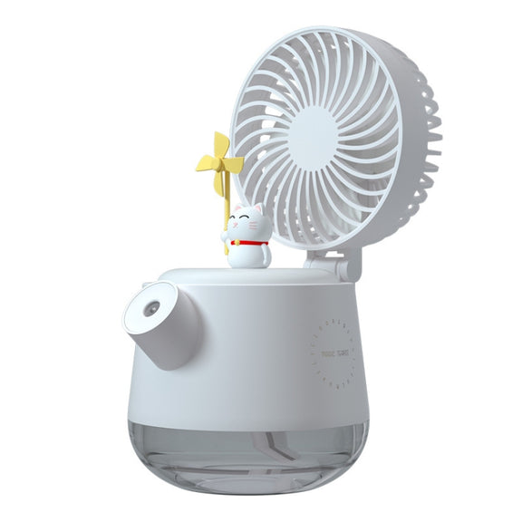 A04a USB Cute Pet Kettle Spray Desktop Fan(White Lucky Cat)