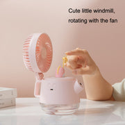 A04a USB Cute Pet Kettle Spray Desktop Fan(Pink Small Dinosaur)