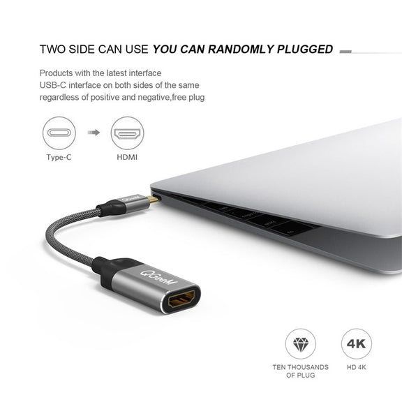 QGeeM QG-UA01 USB TYPE-C To HDMI Adapter(Silver Gray)